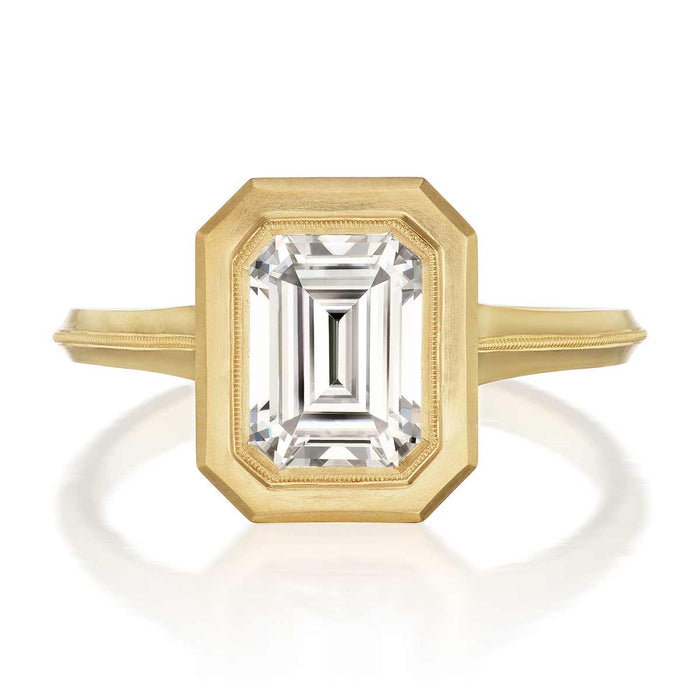 1.56ct Emerald Cut Moissanite Jin Solitaire Engagement Ring