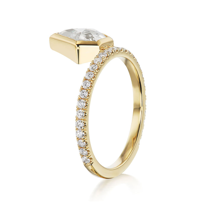 Louisa 1.11ct Rustic Shield Diamond Engagement Ring