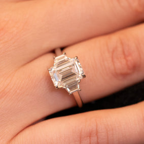Grand Flush-Fit Three Stone Diamond Engagement Ring Image 2