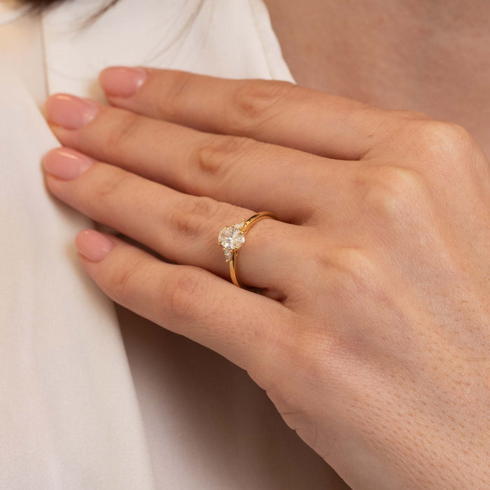 Petite Ann Three Stone Engagement Ring