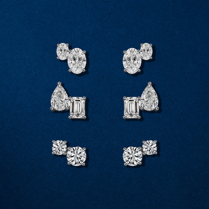 Round Diamond Duo Stud Earrings