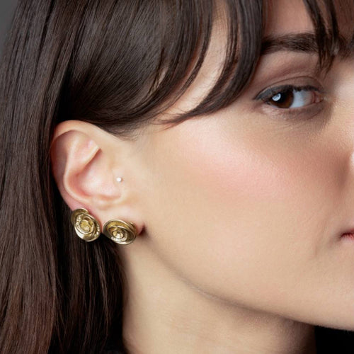 Champage Diamond Rose Mini Earrings Image 2