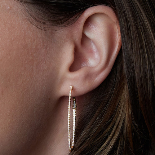 Large Diamond Inside-Out Hoop Earrings Image 2