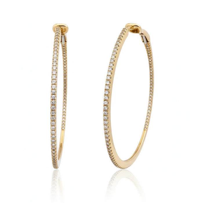 Large Diamond Inside-Out Hoop Earrings