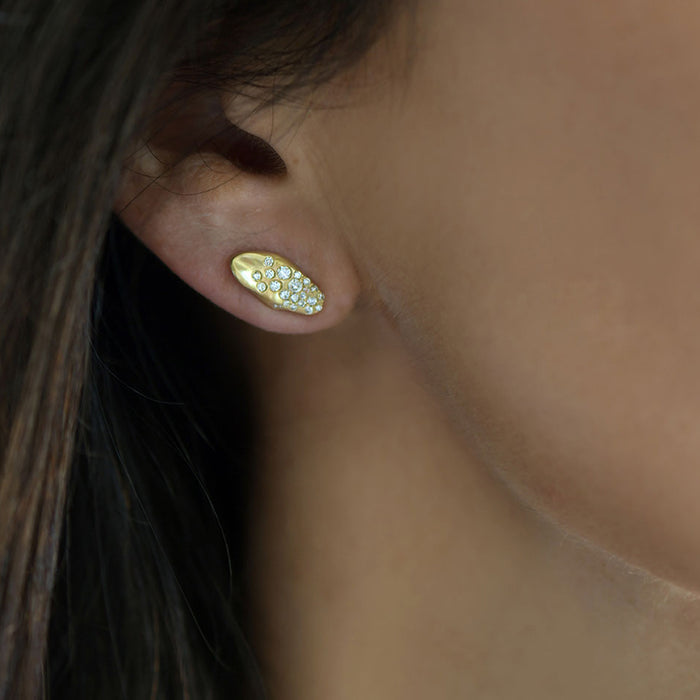 Flourish Ice Half Mini Marquise Stud Earrings
