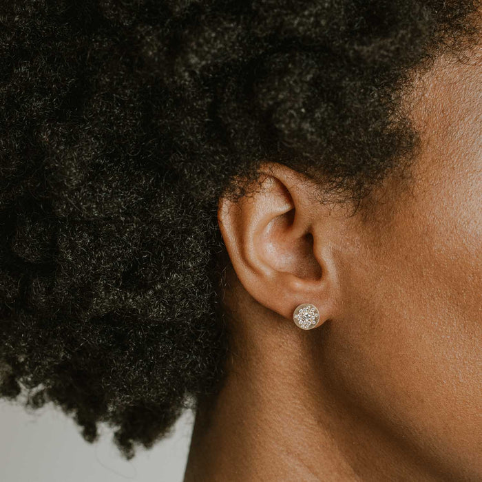 Diamond Disc Stud Earrings