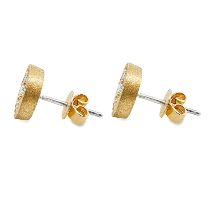 Diamond Disc Stud Earrings