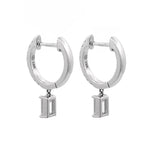 Emerald Cut Diamond Drop Huggie Earrings