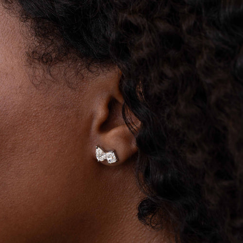 Radiant & Pear Diamond Stud Earrings Image 2