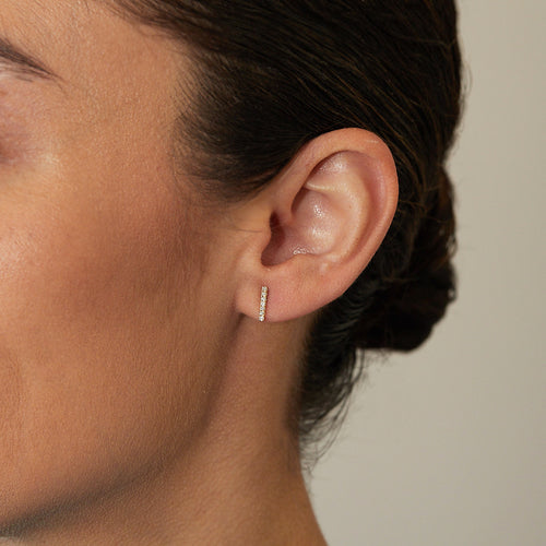 Diamond Petite Bar Stud Earrings Image 2