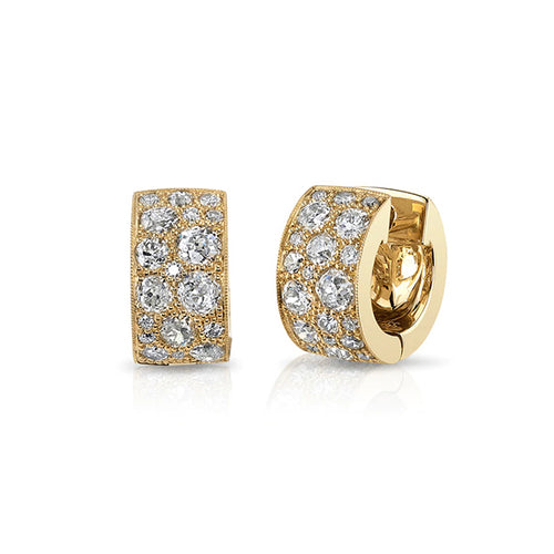 Diamond Cobblestone Huggie Earrings