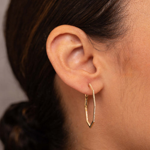 Diamond Octagon Hoop Earring Image 2