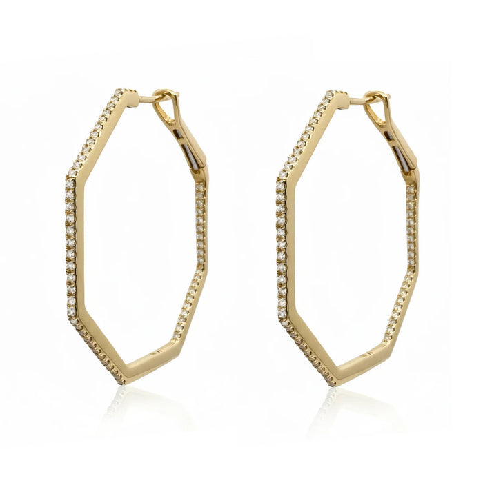 Diamond Octagon Hoop Earring