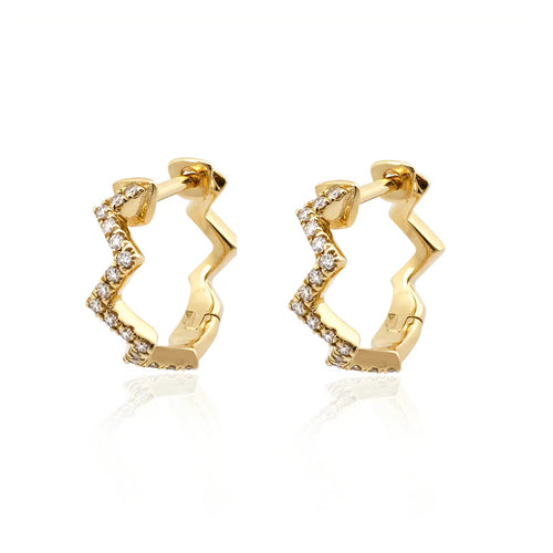 Diamond ZigZag Huggie Earrings