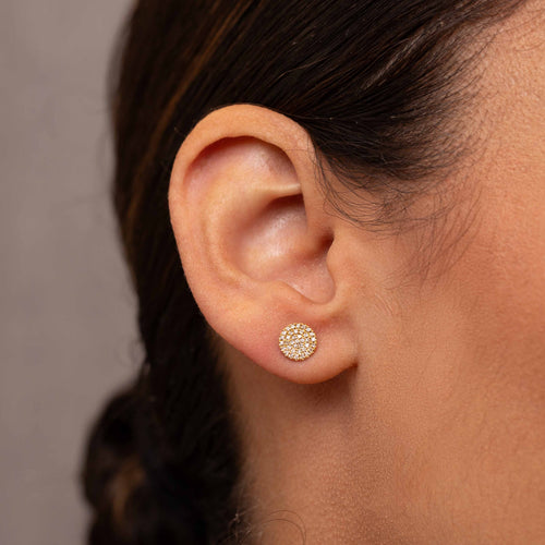 Diamond Pave Disc Stud Earrings Image 2