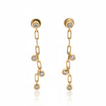 Diamond Bezel Paperclip Drop Earrings
