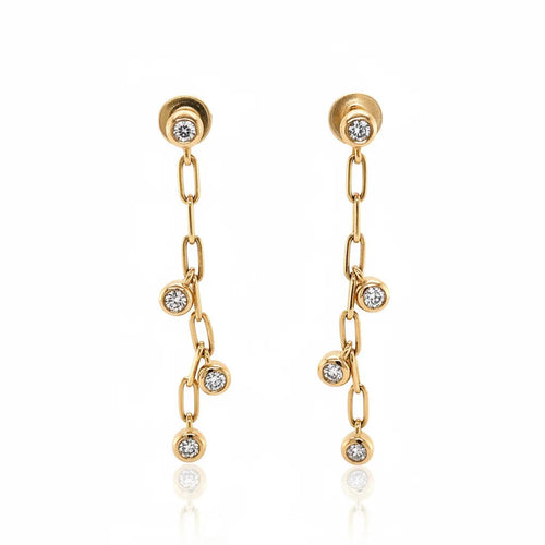 Diamond Bezel Paperclip Drop Earrings
