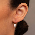 Oval Diamond Bezel Drop Earrings