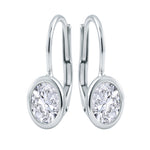 Oval Diamond Bezel Drop Earrings