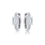 Emerald Cut Diamond Center Huggie Earrings