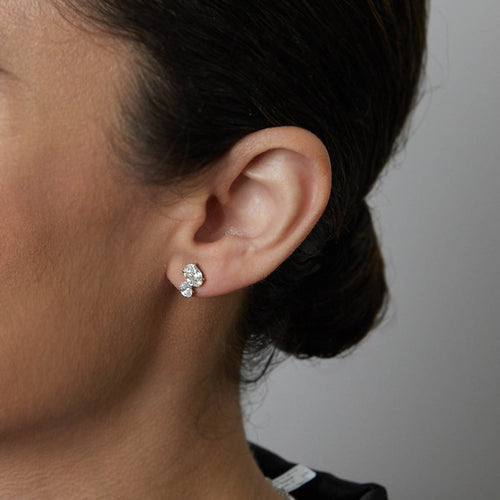 Duo Diamond Oval Stud Earrings Image 2