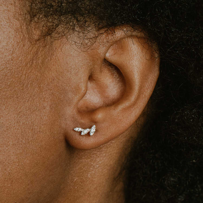 Diamond Leaf Studded Earrings