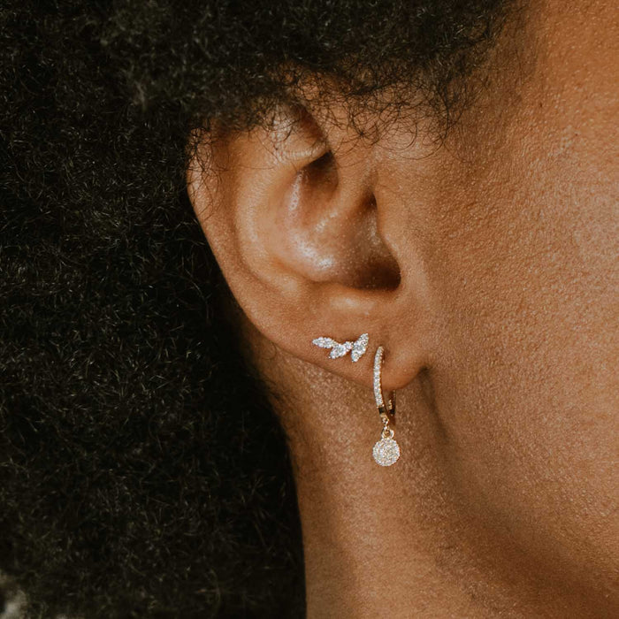 Diamond Leaf Studded Earrings