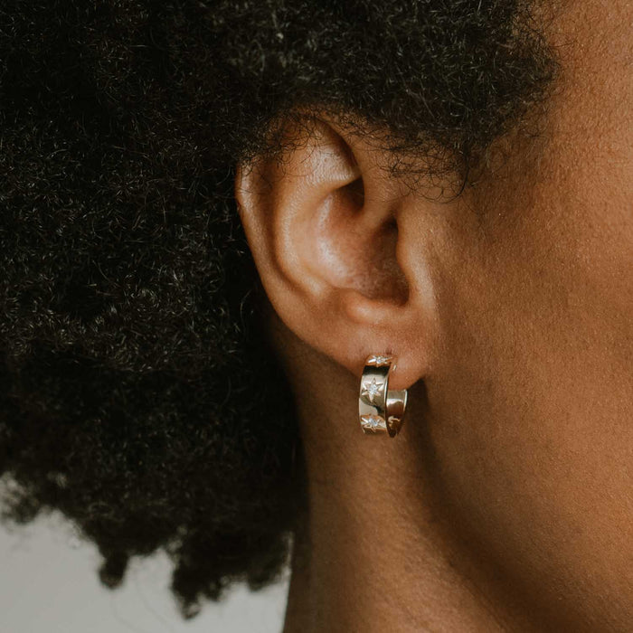 Diamond Flush Set Star Earrings
