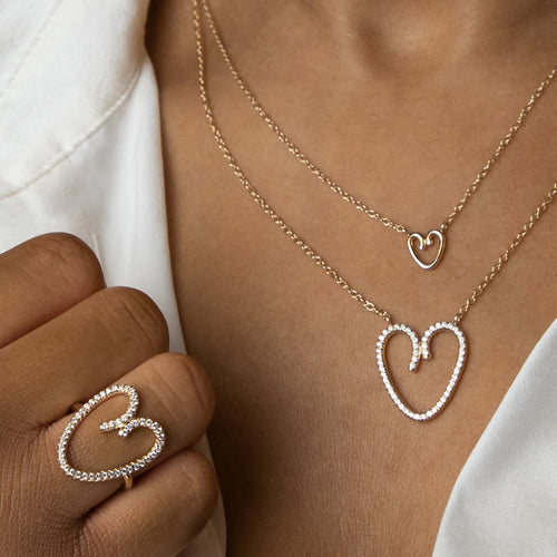 Diamond Open Heart Pendant Necklace Image 2