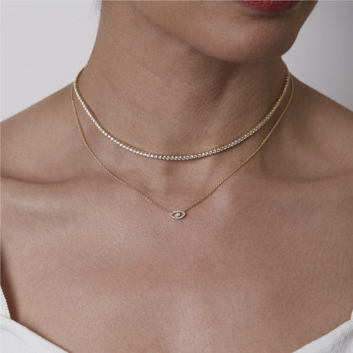 Pavé Diamond Petite Evil Eye Necklace Image 2