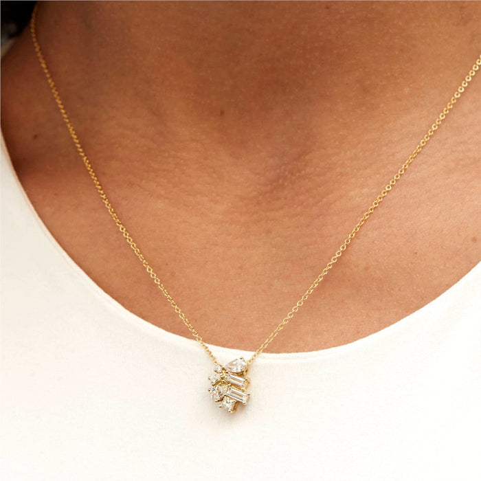 Diamond Trellis Bud Pendant Necklace