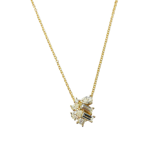 Diamond Trellis Bud Pendant Necklace