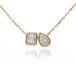 Diamond Cluster Toi et Moi Pendant Necklace