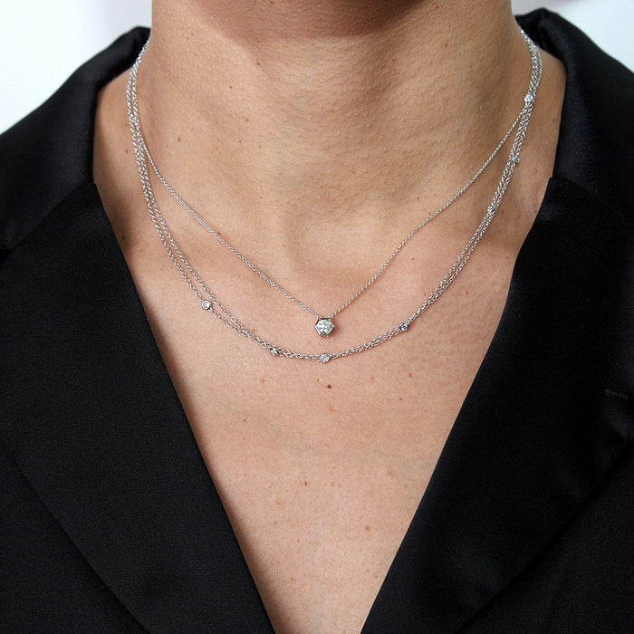 0.33tcw Hex Diamond Pendant Necklace