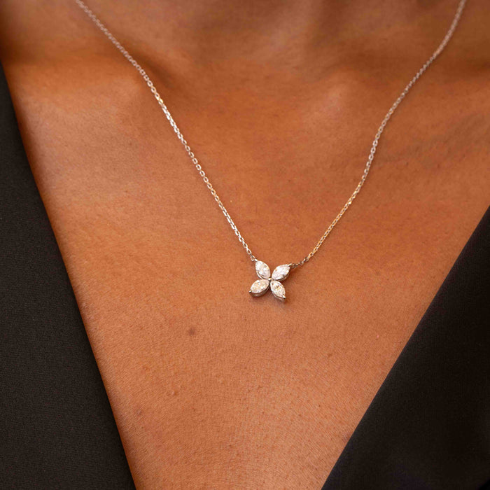 Flower Diamond Pendant Necklace
