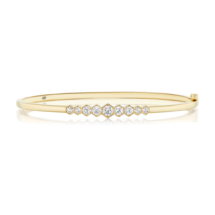 Graduated Diamond Hex Hinged Bangle