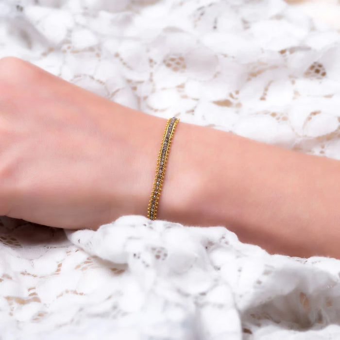 Grey Diamond Textile Row Bracelet