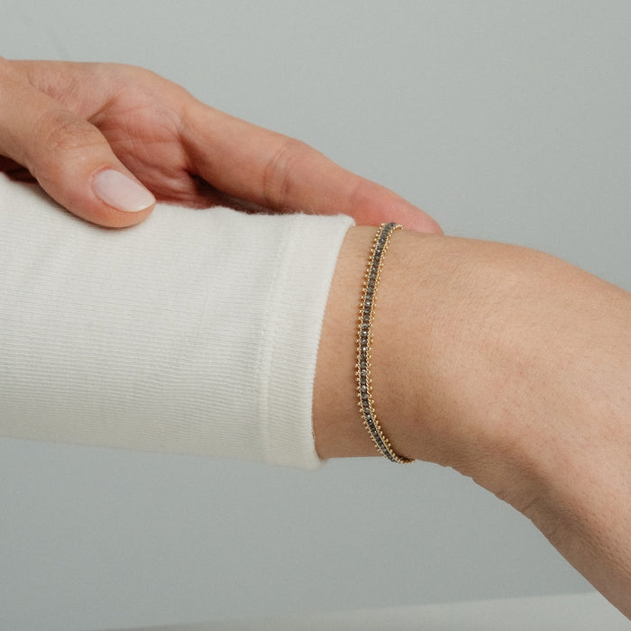 Grey Diamond Textile Row Bracelet