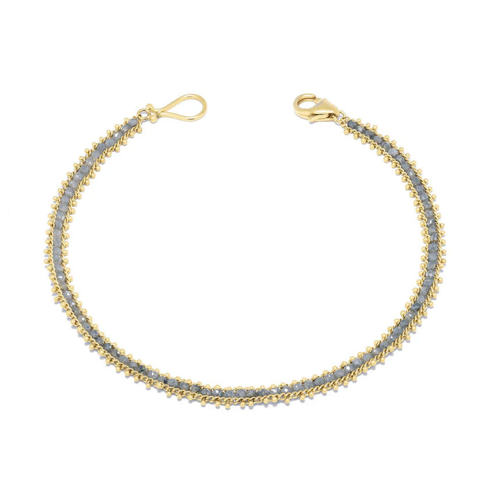 Grey Diamond Textile Row Bracelet