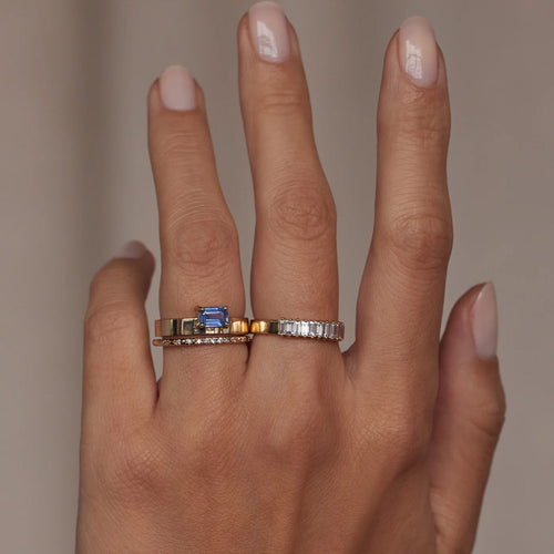 Emerald Cut Sapphire Monolith Ring Image 2