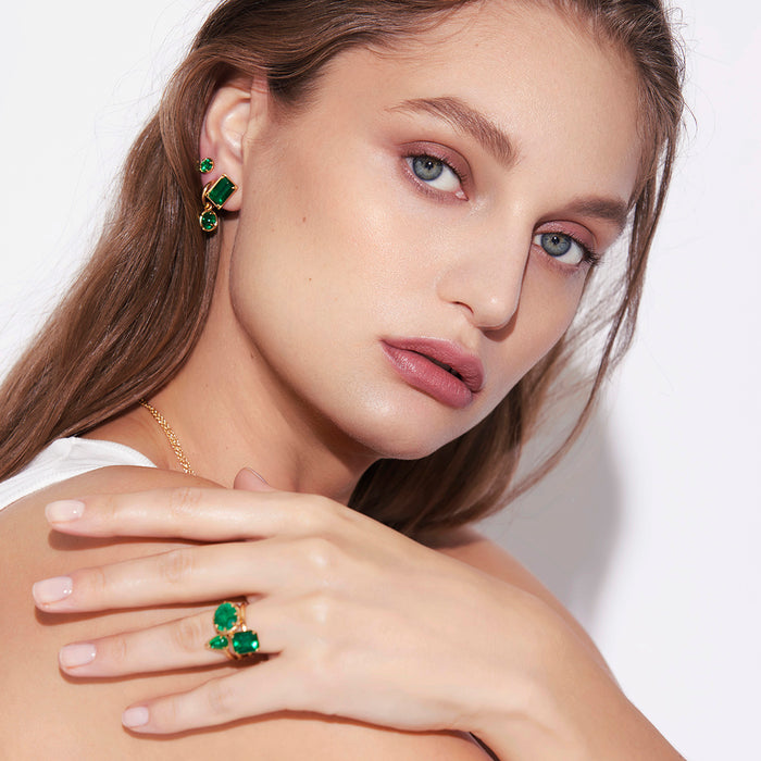 0.90ct Emerald Stackable Cocktail Ring