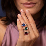 Sapphire & Diamond 3-Stone Statement Ring