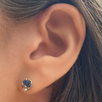 Oval Sapphire Mixed Cluster Studs