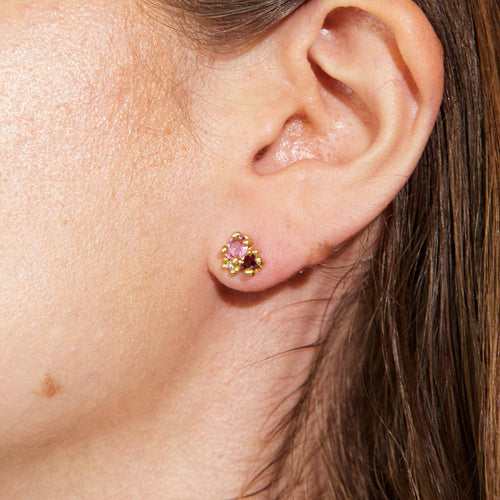 Sapphire, Ruby & Diamond Cluster Stud Earrings Image 2