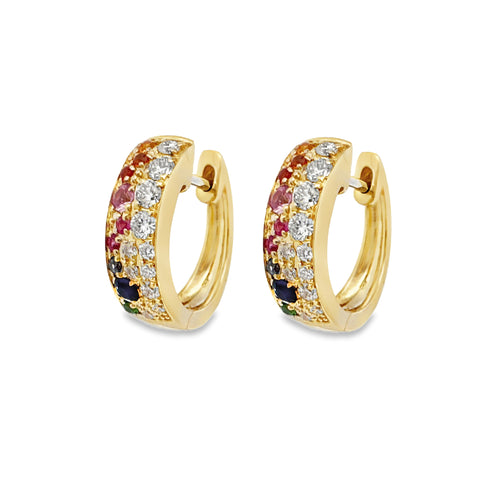 Scattered Multigem Hoop Earrings