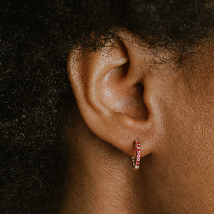 Reversible Ruby & Diamond Huggie Earrings