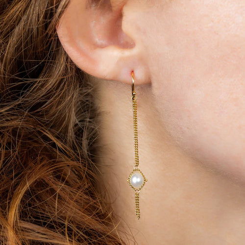 Freshwater Pearl Textile Drop Earrings Image 2