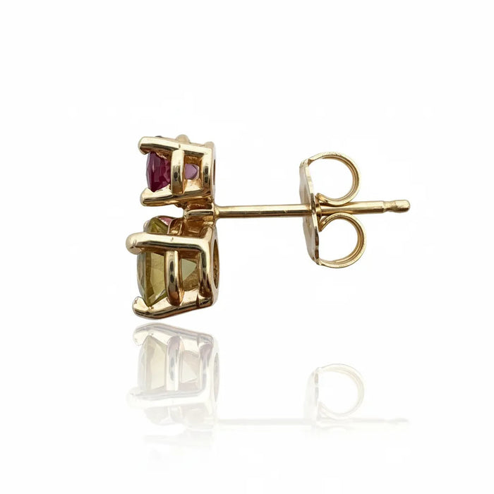 Yellow Sapphire and Pink Tourmaline Pollux Stud Earrings