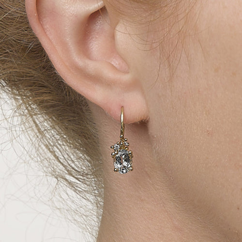 Aquamarine & Diamond Encrusted Drop Earrings Image 2