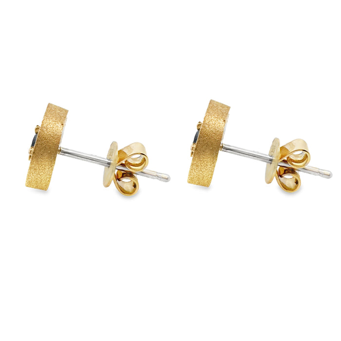 Sapphire and Diamonds Disc Stud Earrings